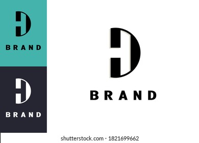 Letter HD logo, letter D with H on negative space, creative simple and minimalist logo design.