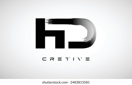 Buchstaben-HD-Logo-Logo-Typ-Symbolkonzept mit Pinselstil und Vektorgrafik zum Verbinden von Buchstaben-Logo-Design	