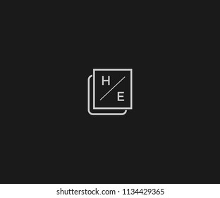Letter HE EH Shape Minimalist Modern Logo