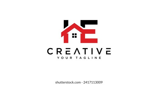 Letter HE home logo for real estate