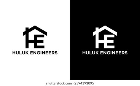 Letter HE with house logo design icon vector illustration