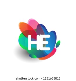 Letter He Logo Colorful Splash Background Stock Vector (Royalty Free ...