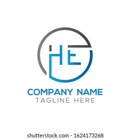 letter HE Logo Design Vector Template. Initial Linked Letter Design HE Vector Illustration