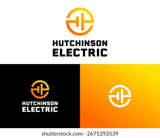 Letra HE monograma Logotipo Elétrico Marca Moderna de Eletricista