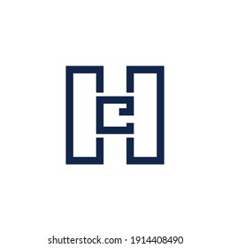 letter he simple geometric line squares logo vector