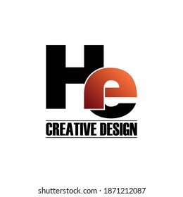 Letter HE simple logo design vector