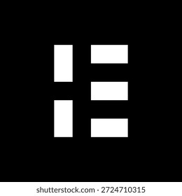 Buchstabe HE einfaches negatives Leerzeichen Monogramm Logo