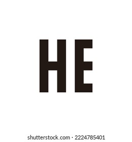 Letter HE square, outline geometric symbol simple logo vector