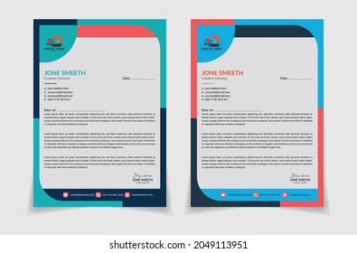 Letter Head Design, Business latter head Pad Design. abstract Profesional  letterhead design set a4 size and unique design,