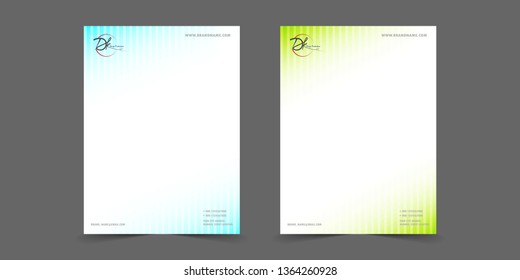 Letter head with green and blue gradient line
