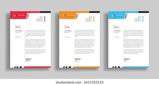 Letter Head Set in three different color