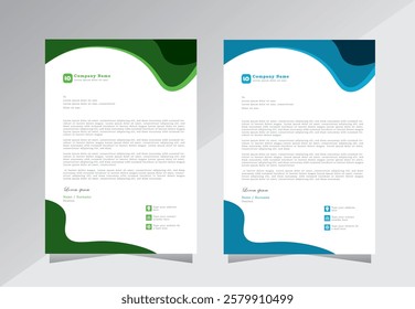 letter head templates for your project design, letterhead design, a4 letterhead template, Letterhead with blue and green colour, Vector illustration.