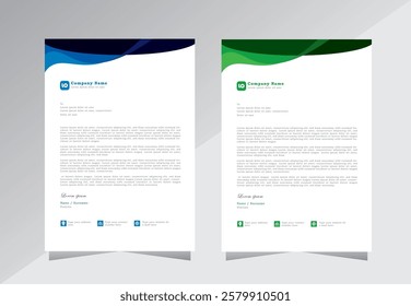 letter head templates for your project design, letterhead design, a4 letterhead template, Letterhead with blue and green colour, Vector illustration.