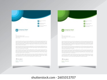 letter head templates for your project design, letterhead design, a4 letterhead template, green and blue colour letterhead teamplate, Vector illustration.