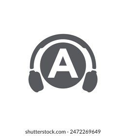 Letra A Auriculares logo icono Vector Plantilla.eps