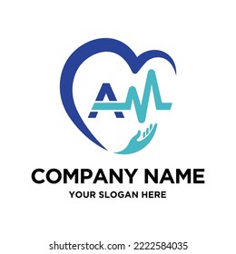 Letter AM Health Simple Logo Design