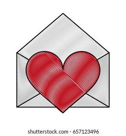 letter heart flat illustration scribble