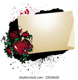 Letter with heart and flowers
