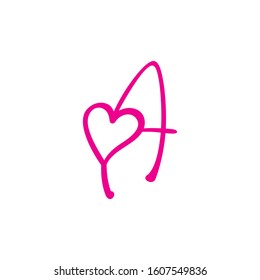 Letter A And Heart Logo Design Template 003