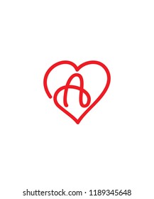 Letter A And Heart Logo Icon 