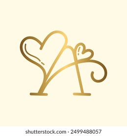 Letter A heart logo icon design template elements