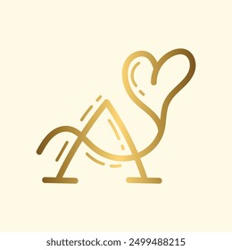 Letter A heart logo icon design template elements