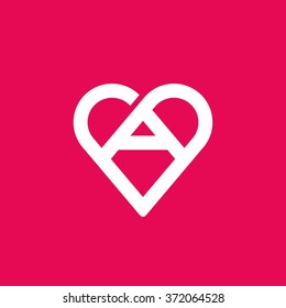 Letter A heart logo icon design template elements
