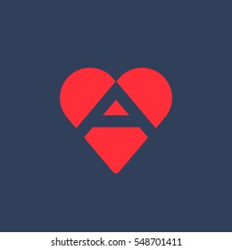 Letter A heart logo icon design template elements
