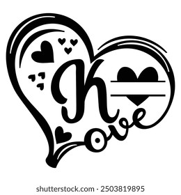 Letter A with Heart Love Design - Romantic Alphabet Illustration for Valentine’s Day, Wedding, and Anniversary