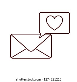 letter with heart message isolated icon