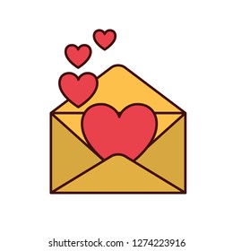 letter with heart message isolated icon