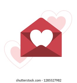 letter with heart message isolated icon