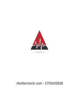 A letter heart pulse rate logo design. Creative a letter red and black color logo design template