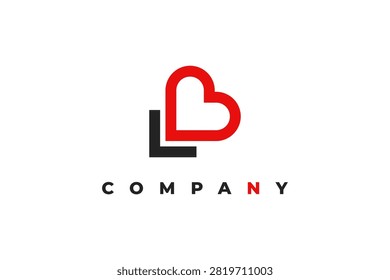 Letter I Heart Red Icon Logo Modern Minimalist Love Symbol Design