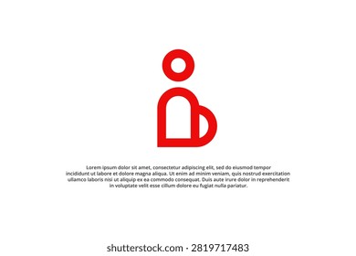 Letter I Heart Red Icon Logo Modern Minimalist Love Symbol Design