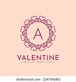 letter A heart shape circular love initials vector logo design