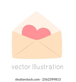 Letter with heart vector illustration.