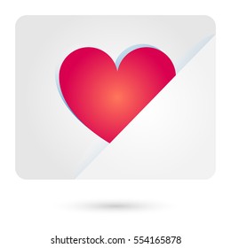Letter with heart. Vector illustration.