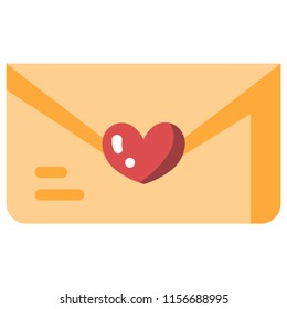 Letter with a heart vector illustration in flat color design