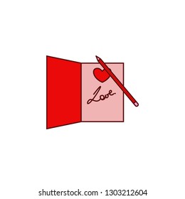 Letter, heart, write, love, valentine’s day icon. Element of color Valentine's Day. Premium quality graphic design icon. Signs and symbols collection icon for websites, web design