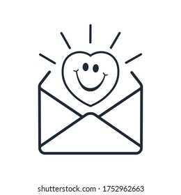 Letter of heartfelt congratulations. Transmit mood .Vector icon isolated on white background.