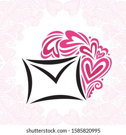 Letter and hearts. Vector illustration