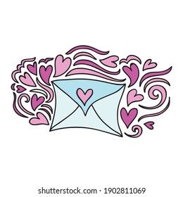 Letter and hearts. Vector illustration