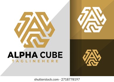 Letra A Hexagon Cube Logo Logos Design Element Ilustración vectorial de stock