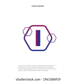 Diseño vectorial de icono hexagonal de la letra I.