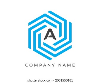 Letter A Hexagon Logo Design 