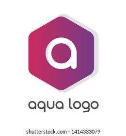 Letter A hexagon logo with gradient and shadows 