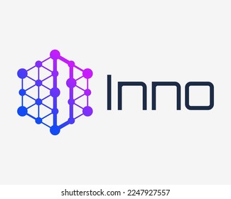 Letter I Hexagon Mesh Polygonal Dot Connection Technology Digital Blockchain Vector Logo Design