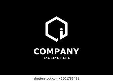 letter i and hexagon monogram logo