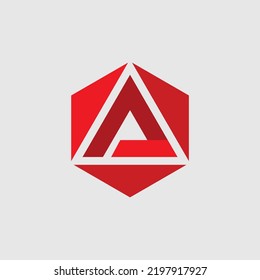A letter hexagon red logo vector image